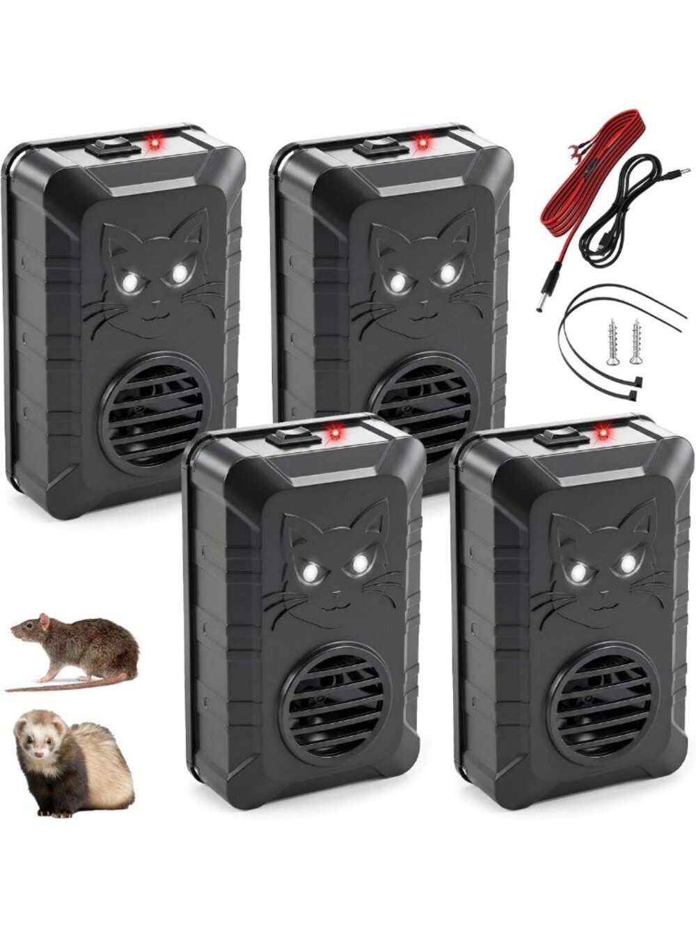 2026 Ultrasonic Rodent Repellent - 4 Pack for Car Engines, Pest Control Solution